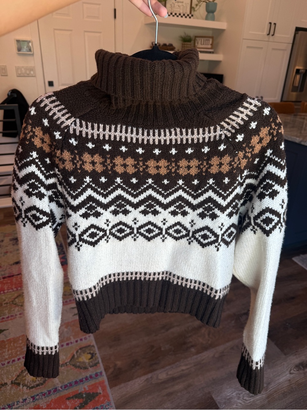 American Eagle Outfitters Brown Fair Isle Knit Sweater